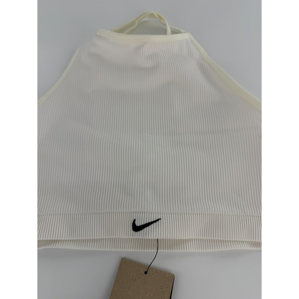 Nike Indy Sports Bra Womens Size L White Light Support Ribbed Strappy DV9966-133 - Picture 2 of 5